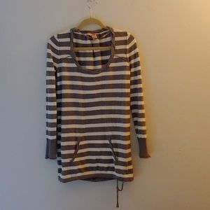 DKNY Grey and White striped Tunic/ Sweater Dress